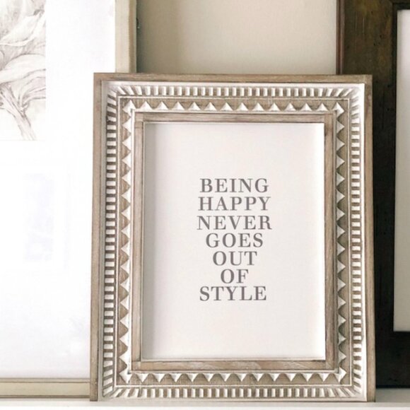 NWT "Being Happy Never Goes Out of Style" Wood Ornate Beaded Picture Frame - Picture 2 of 6